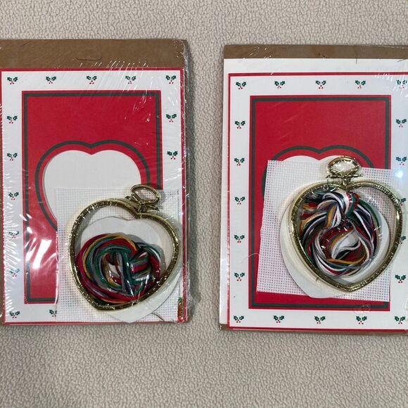 New Berlin Set of 2 Greeting Card Convert to Christmas Ornament Cross Stitch Kit - Picture 2 of 4